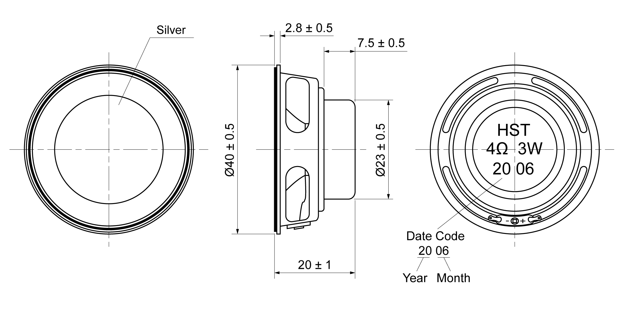 MIU40R-20H3.0W4 Mechanical Drawing